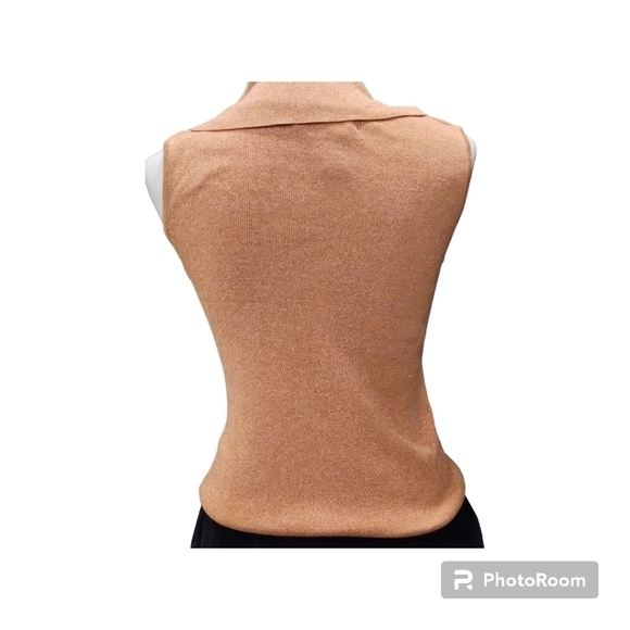 Joseph A Vintage Rose gold cowl neck silk and metallic sweater top sz Small - Picture 8 of 10